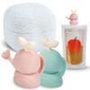FIRGI Whale SoftSip Food Pouch Topper | 2EA + Travel Case | Prevent Spills & Leakage | Protect Child Baby Toddler Mouth | Food Grade Silicone Reusable | Baby Led Weaning | BPA Free| Mint+Pink view 1