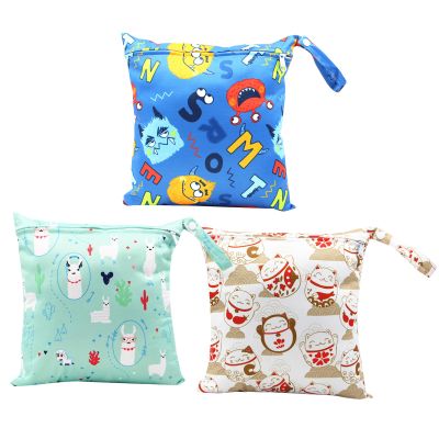 Lmbabter Wet Dry Bag for Diaper Bag - 3PCS Cloth Diaper Pouches Nappy Organizer Bags for Travel Beach Gym 11.02 * 11.81 in (Style 7)