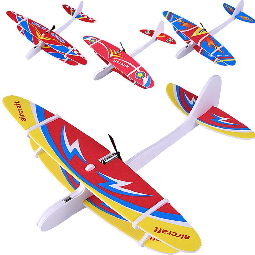 HTLNUZD Foam Plane Glider Hand Airplanes Capacitor Electric Plane Light Inertial EVA Outdoor Aircraft Model1pc
