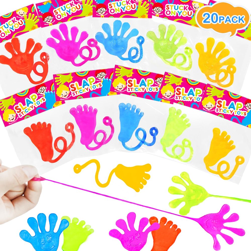 Large Sticky Hands & Feet Party Favors Supplies for Toddlers (20 PCS), Pinata Valentines Day Goodie Bag Stuffers Fillers for Kids,School Student Treats Treasure Box Prizes Toy Gifts for Boys Girls