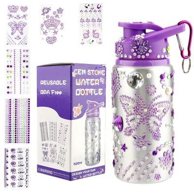 Decorate Your Own Water Bottle for Girls Crafts for Kids Ages 4-8 Gifts for 8 Year Old Girl 4-6-8-12 Year Old Girl Birthday Valentines Easter Arts and Crafts for Kid Graduation Gift Ideas, Purple