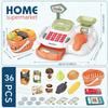 Cash Register 36PCS Supermarket Shop Toys with Electronic Sounds,Working Scanner,Calculator,Credit Card Reader,Play Food and Money Preschool Learning for Girl Boys Kids (Green) view 2
