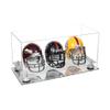 Better Display Cases Acrylic Three Mini - Miniature Football Helmets (not Full Size) Display Case with Clear Case, White Risers and Mirror Base 19.25" x 8.25" x 8" (V47/A103) view 1