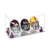Better Display Cases Acrylic Three Mini - Miniature Football Helmets (not Full Size) Display Case with Clear Case, Purple Risers and Mirror Base 19.25" x 8.25" x 8" (V47/A103) view 1