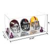 Better Display Cases Acrylic Three Mini - Miniature Football Helmets (not Full Size) Display Case with Clear Case, Purple Risers and Mirror Base 19.25" x 8.25" x 8" (V47/A103) view 2