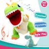 Cuteoy Plush Green T-Rex Hand Puppet Stuffed Animal Toy Open Movable Mouth Creative Role Play Storytelling Dinosaur Plushies Gifts for Kids Toddlers Birthday Christmas view 3
