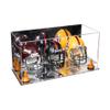 Better Display Cases Acrylic Three Mini - Miniature Football Helmets (not Full Size) Display Case with Mirror Case, Orange Risers and Mirror Base 19.25" x 8.25" x 8" (V47/A103) view 1