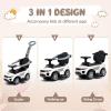 OLAKIDS 4 in 1 Ride on Push Car, Toddlers Stroller Sliding Walking Toy with Horn, Music, Lights, Removable Guardrails Handle, Underneath Storage, Foot-to-Floor Walker for Boys Girls (Ivory White) view 3