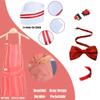 4 Pcs Kid Waiter Costume Kit Car Costume Red and White Striped Apron for Kids Adjustable Bib Aprons Jerk Chef Hat Adjustable Red Bow Ties for Kids 1950s Dinner Cosplay Dress Halloween Party view 2