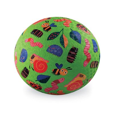 Crocodile Creek Playground Ball - Durable Rubber Ball for Kids Ages 3 and Up - Bouncy Inflatable Ball for Kickball, Indoor Games, and Outdoor Sports - PVC-Free - Garden Friends - 7-inch Diameter