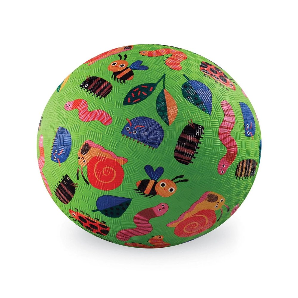 Crocodile Creek Playground Ball - Durable Rubber Ball for Kids Ages 3 and Up - Bouncy Inflatable Ball for Kickball, Indoor Games, and Outdoor Sports - PVC-Free - Garden Friends - 7-inch Diameter