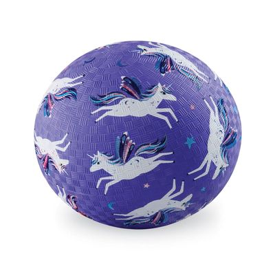 Crocodile Creek Playground Ball - Durable Rubber Ball for Kids Ages 3 and Up - Bouncy Inflatable Ball for Kickball, Indoor Games, and Outdoor Sports - PVC-Free - Purple Unicorn - 5-inch Diameter