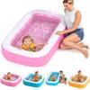 2-in-1 Inflatable Kiddie Pool, 65"x39"x10" (5'5") Soft Cushioned Floor, Handles, Drain, Shallow Rectangular Blowup Swimming Pool for Kids Age 2+ Toddler Ball Pit, Small Adult Backyard Tanning Pool view 1