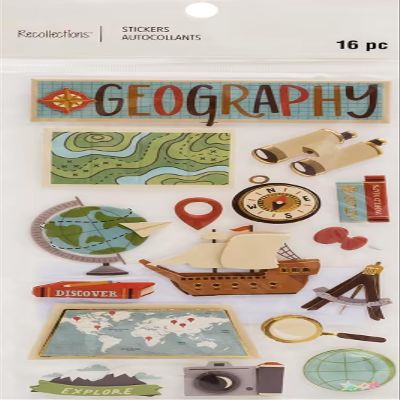 Recollections Geography 16 pc Stickers Globe Explore Discover Map