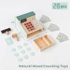 PairPear Wooden Toy Cash Register,Kids Pretend Play Money Counting Toys with Scanner and Credit Card,Toddler Cashier Toy Grocery Play Food Accessory for Pre-School Gift Boys Girls 3+ view 3
