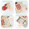 PairPear Wooden Toy Cash Register,Kids Pretend Play Money Counting Toys with Scanner and Credit Card,Toddler Cashier Toy Grocery Play Food Accessory for Pre-School Gift Boys Girls 3+ view 4