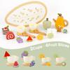 PairPear Wooden Tea Party Set for Little Girls, Kids Tea Sets for Toddler 3-5, 20pcs Pretend Play Fruit Tea Playset Kitchen Accessories Wooden Toys Food for Christmas Birthday view 2