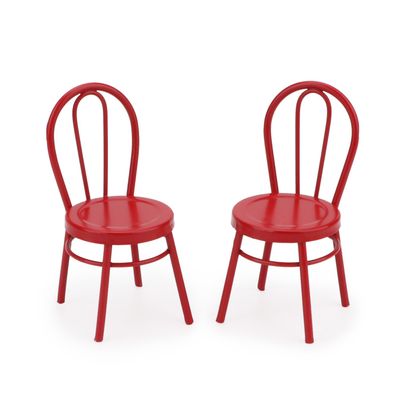 2Pcs Miniature Bistro Chair 1:12 Scale Furniture Miniature Metal Chairs Dollhouse Soldier Accessories Model Artificial Home Iron Dinning Chair Fairy Garden Building Scene Ornaments (Red)