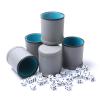 5 Pack PU Leather Dice Cups Felt Lining Quiet Shaker with 30 Dot Dice for Bar Party Yahtzee Farkle Dice Games, Grey view 1