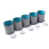 5 Pack PU Leather Dice Cups Felt Lining Quiet Shaker with 30 Dot Dice for Bar Party Yahtzee Farkle Dice Games, Grey view 2