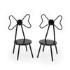 Miniature Chairs Set of 2Pcs Dollhouse Furniture Bistro Chair (Pack of 2) Butterfly Backrest Designed Miniature Soldier Metal Chair Model Accessories Iron Dinning Decoration (Black) view 1