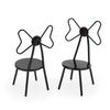 Miniature Chairs Set of 2Pcs Dollhouse Furniture Bistro Chair (Pack of 2) Butterfly Backrest Designed Miniature Soldier Metal Chair Model Accessories Iron Dinning Decoration (Black) view 3