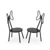 Miniature Chairs Set of 2Pcs Dollhouse Furniture Bistro Chair (Pack of 2) Butterfly Backrest Designed Miniature Soldier Metal Chair Model Accessories Iron Dinning Decoration (Black) view 4