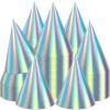 ZOIIWA 48 Pieces Iridescent Party Hats Rainbow Laser Themed Hat Birthday Party Cone Hats with Elastic String for Birthday Parties and Friend gatherings Rainbow Handmade Hat for Kids Baby Shower Boys view 1