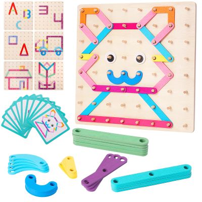 EZVYAO Wooden Montessori Toy for Toddlers, Letter Number Construction Set Pegboard Puzzle Stacking Blocks, Preschool Learning ABC Shape Educational Toys for Kids Boys Girls