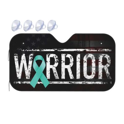 Ovarian Cancer Warrior Aweareness Ribbon Foldable Car Windshield Sunshade Blocks Heat and Sun Glare Uv Rays