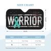 Ovarian Cancer Warrior Aweareness Ribbon Foldable Car Windshield Sunshade Blocks Heat and Sun Glare Uv Rays view 2