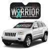 Ovarian Cancer Warrior Aweareness Ribbon Foldable Car Windshield Sunshade Blocks Heat and Sun Glare Uv Rays view 3