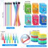 Zhanmai 140 Pcs Science Party Favors Include 12 Keychain 18 Mini Notebooks 50 Science Stickers 12 Bracelets 12 Science Name Badge 12 Drawstring Bags 12 Bendable Pencils 12 Button Pins for Kids Party view 2