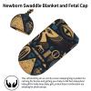Newborn Swaddle Set Baby Receiving Blanket Infant Beanie Hat for Boys Girls, Egyptian Symbols Hieroglyphs Mascots vintage view 2