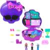 Polly Pocket Monster High Playset with 3 Micro Dolls & 10 Accessories, Opens to High School, Collectible Travel Toy with Storage view 1