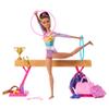 Barbie Gymnastics Doll & Accessories, Playset with Brunette Fashion Doll, C-Clip for Flipping Action, Balance Beam, Warm-Up Suit & More view 1