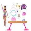 Barbie Gymnastics Doll & Accessories, Playset with Brunette Fashion Doll, C-Clip for Flipping Action, Balance Beam, Warm-Up Suit & More view 2
