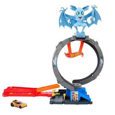 Hot Wheels City Toy Car Track Set, Bat Loop Attack with Adjustable Loop & Launcher, 1:64 Scale Vehicle, Connects to Other Sets