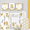 Custom Baby Crib Bedding Set - Comfortable 5 Piece Crib Set Cartoon Animals Design - Personalized Name Blanket, Crib Sheet, Changing Pad Cover, Pillowcase, Wall Art, Nursery Decor for Newborns Style J view 1