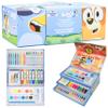 Bluey Colored Pencils Art Supplies for Boys Girls Drawing Kit Painting School Supplies Art Kit Travel Case Gifts for Kids (Blue 3 Tier) view 1