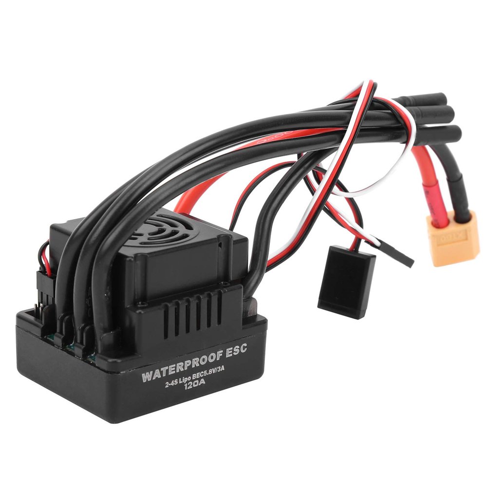 Alomejor Brushless ESC,Super Fluent Throttle Multiple Functions RC Speed Controller 120A XT60 for RC Car Enthusiasts Racers Off-Road Adventures