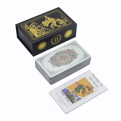 Jayiaine Tarot Cards Deck, New Water Proof with Guidebook Divination Oracle Card Gold Foil 80 Tarot Cards, Fortune Telling Game Set for Family Reunion Beginners Expert Readers,Black