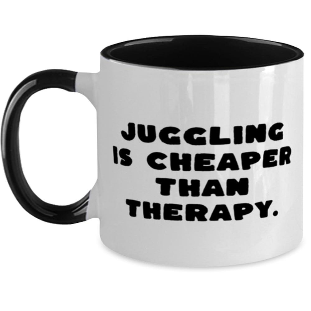 Best Juggling Two Tone 11oz Mug, Juggling is Cheaper Than Therapy, Present For Friends, Gag Gifts From Friends, Juggling equipment, Juggling props, Juggling Balls