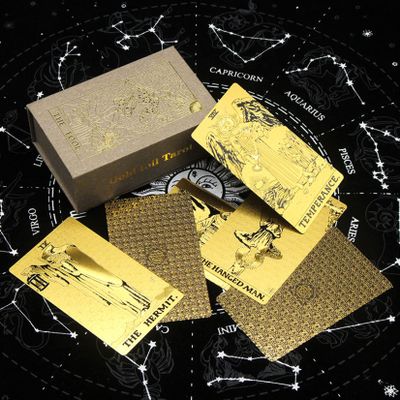 Jayiaine Tarot Cards Deck, Water Proof with Guidebook Divination Cards, 80 Fortune Telling Game Set for Family Reunion Beginners Expert Readers for Christmas Birthday, Gold