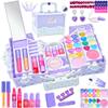 Kids Makeup Sets for Girls - 52 PCS Safe and Washable Makeup for Kids, Real Toddler Makeup Kit with Cosmetic Case, Girls Toys Age 4-12, Princess Toys Birthday Gift(Light Purple) view 1