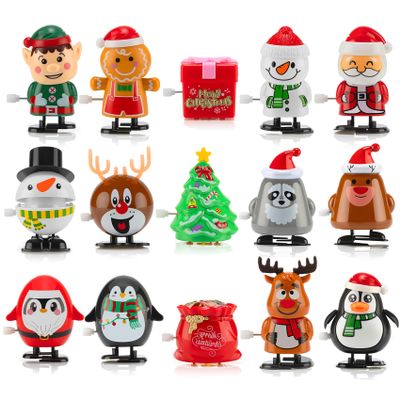 HIKUIBU 15PCS Christmas Wind Up Toys for Kids, Christmas Party Favors Clockwork Toys, Christmas Goodie Bags Stuffers with Walking Snowman Christmas Tree for Xmas Stocking Stuffers Toys