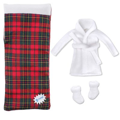 E-TING Santa Clothing Bathrobe Christmas Accessories for elf Doll (White Bathrobe with Sleeping Bag)
