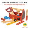 Mentari Toys - Chippy's Handy Tool Kit - Wooden Toy Toolbox with Saw, Hammer, Wrench, Screwdriver, Chalkboard, Bolts & Planks - Encourages Fine Motor Skills, Creativity & Imaginative Play - Age 3+ view 2