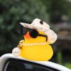 wonuu Car Rubber Duck, Yellow Duck Decoration Dashboard with Sun Hat Swim Ring Necklace Sunglasses for Car Dashboard Decorations, Black White Cowboy Hat-Transparent-Big Pearl view 2