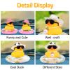wonuu Car Rubber Duck, Yellow Duck Decoration Dashboard with Sun Hat Swim Ring Necklace Sunglasses for Car Dashboard Decorations, Black White Cowboy Hat-Transparent-Big Pearl view 3